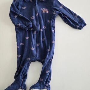 Charming Navy Kids Footie with Rainbow Accents